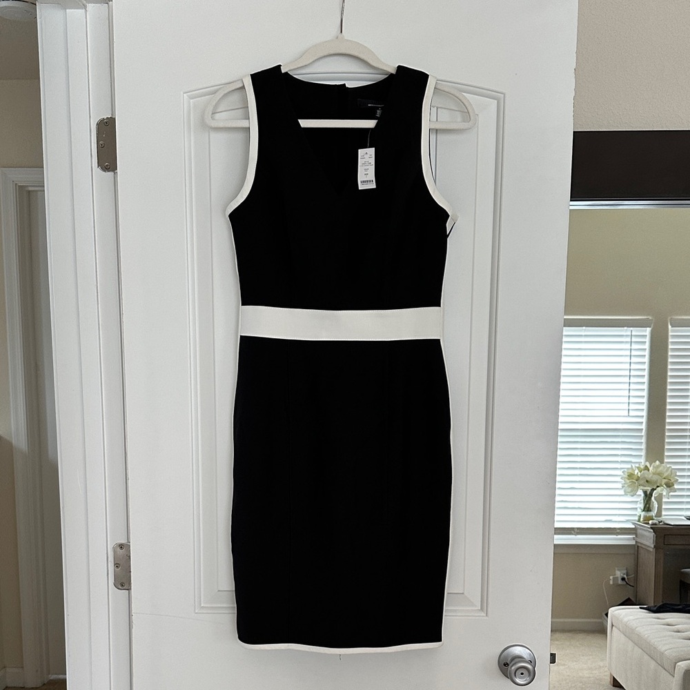 White House Black Market Black and White Midi Dress